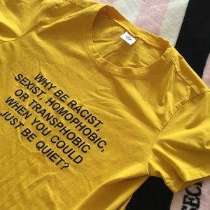 yellow quoted T-shirt